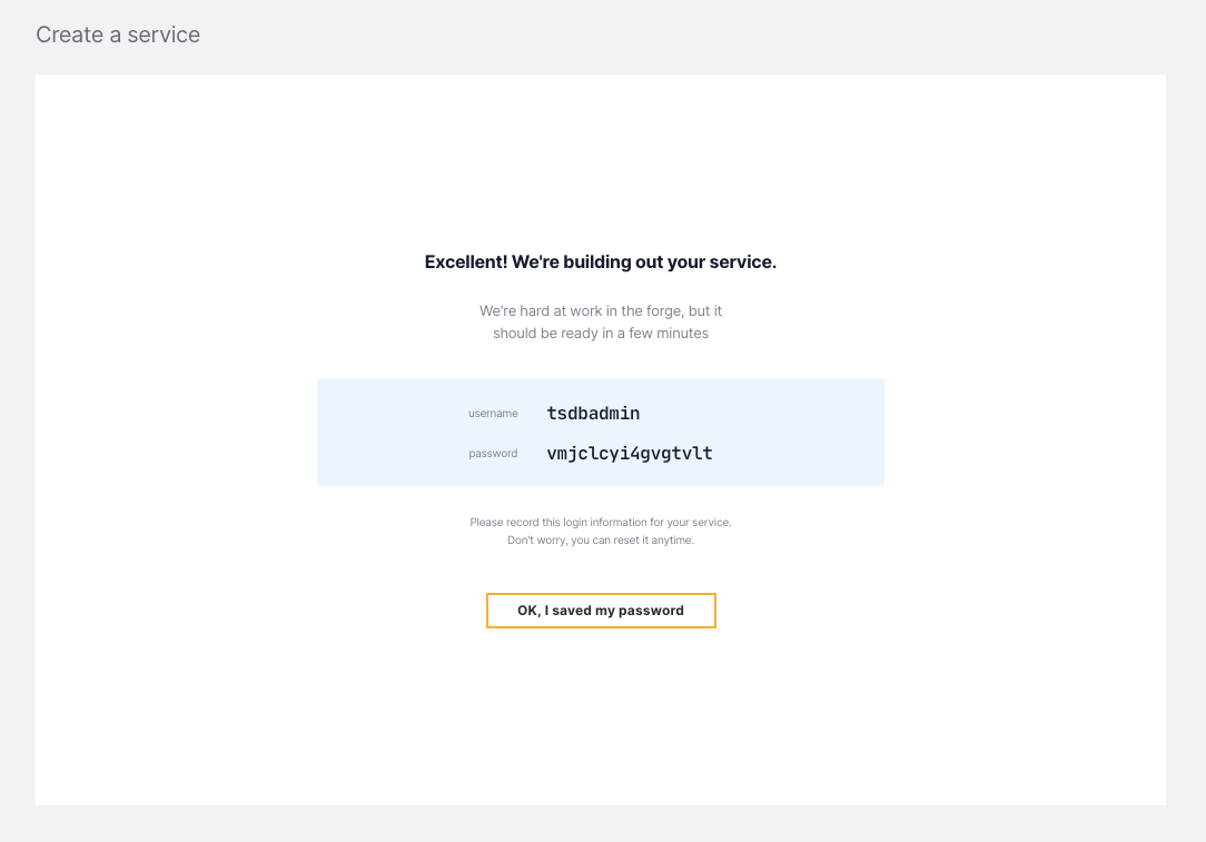 View Timescale Forge service information