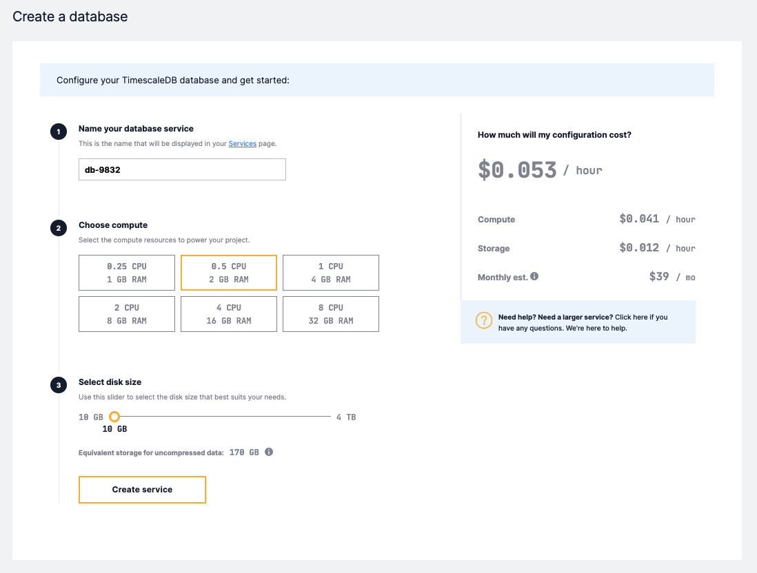 Set up a Timescale Forge service