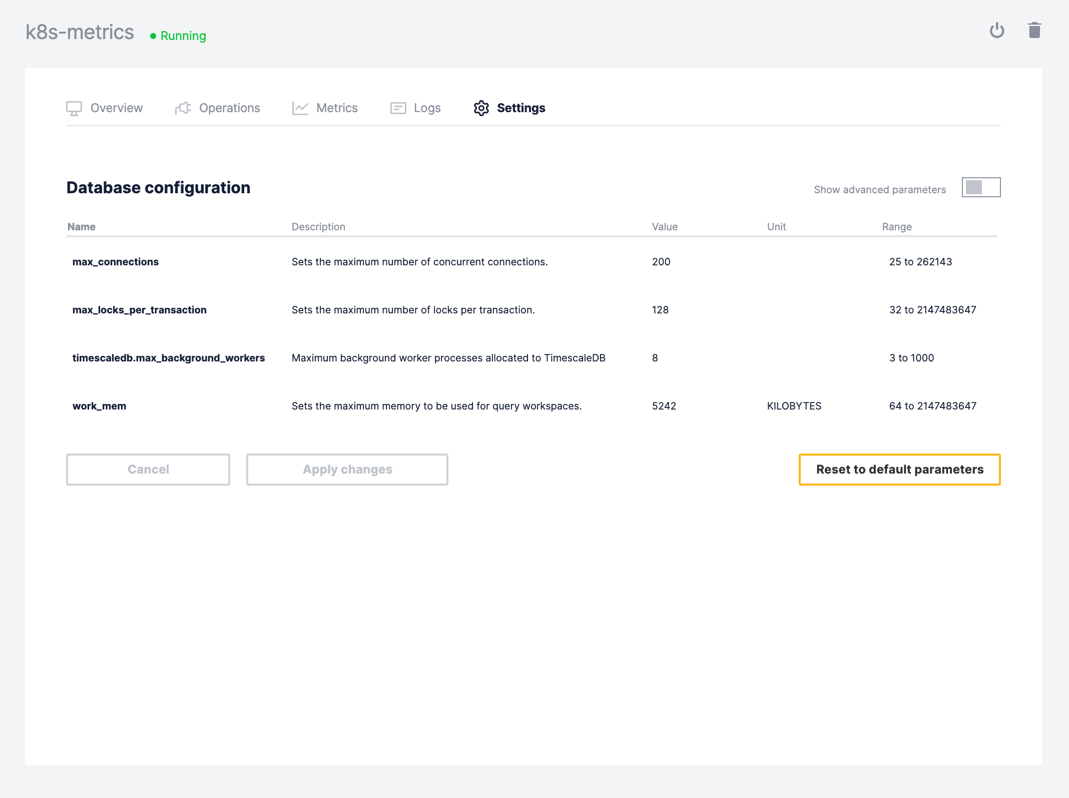 View Timescale Forge service operational information