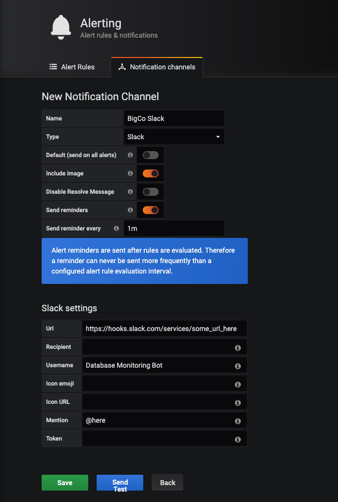 Set up Slack and Grafana for Alerts