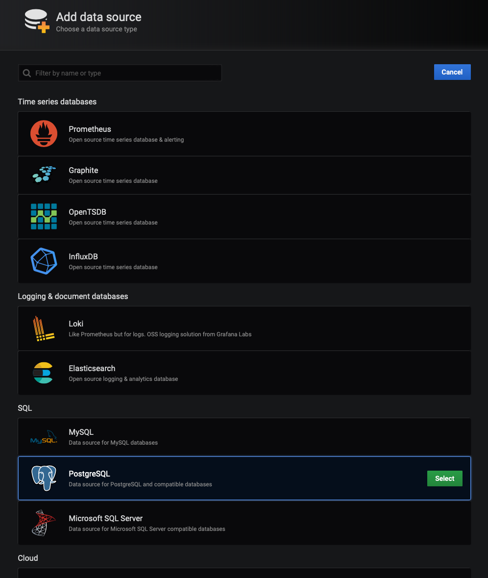 Adding Postgres to Grafana