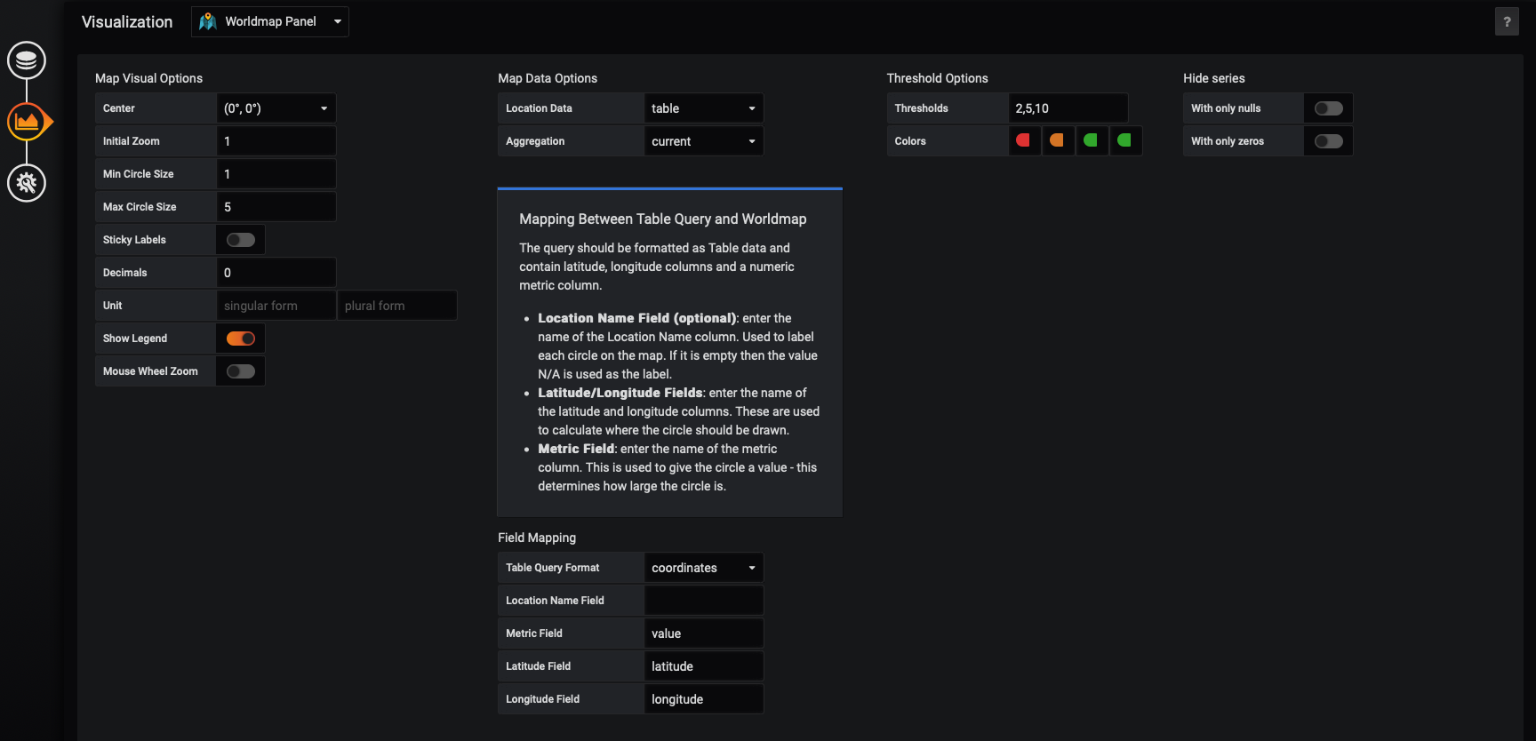 Mapping Worldmap fields to query results in Grafana