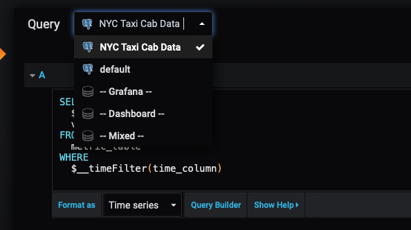 Switching data sources in Grafana